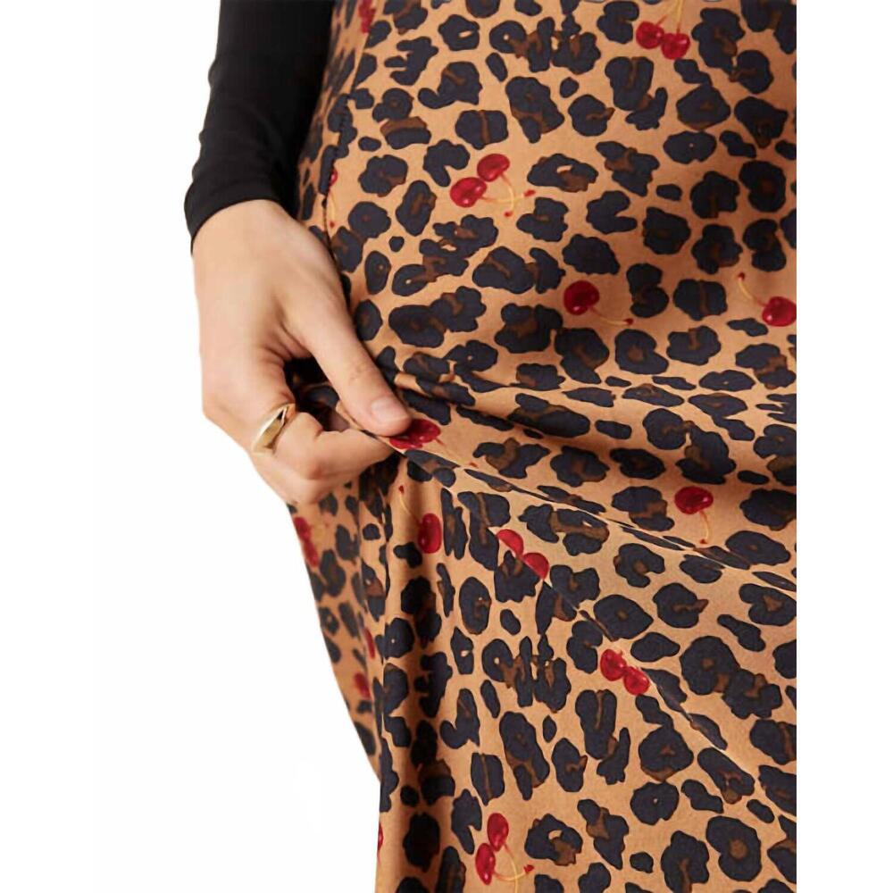 NEW NEVER FULLY DRESSED dorris satin maxi skirt in leopard cherry - Picture 5 of 7